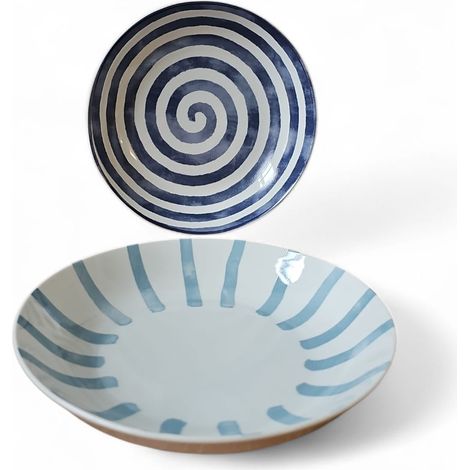 6 x assiettes creuses assorties en porcelaine LE CLUB - 20cm - H&H