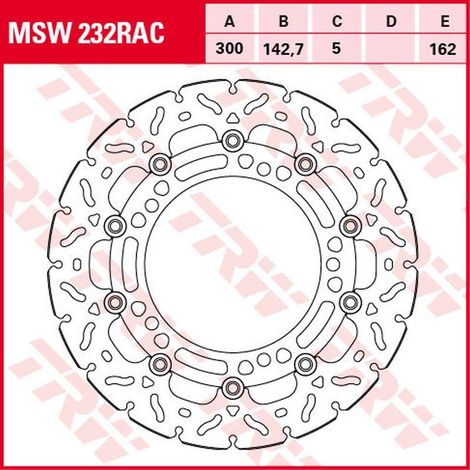 Disco freno anteriore TRW ZF per Kawasaki Ninja 650, Z 650 '17-, (300x142x5mm) ondulato