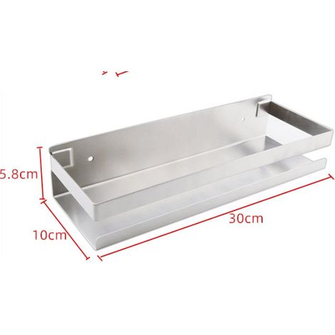 Storage shelf, shower shelf, without drilling, bathroom shelf stainless steel, self-adhesive, brushed 30 cm 1 piece (1/2)