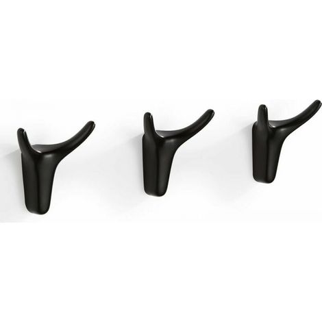 Ganchos de Pared Negros, 3 Piezas Ganchos para Toallas Ganchos Adhesivos, Ganchos para Abrigos con Diseño de Cuerno para Decoración de Baño y Cocina (1/5)