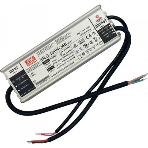 MW MEAN WELL HLG-100H-24B Alimentatore Led Driver CC CV Dimmerabile 96W 24V 4A IP67 Input 220V 110V