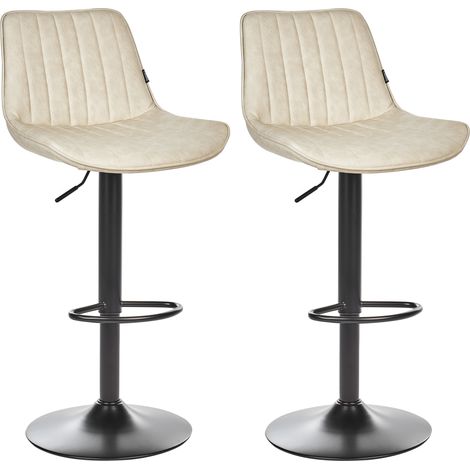 Conjunto de 2 sillas de bar de piel sintética patas de acero negro sin reposabrazos comedor beige Dubrovnik