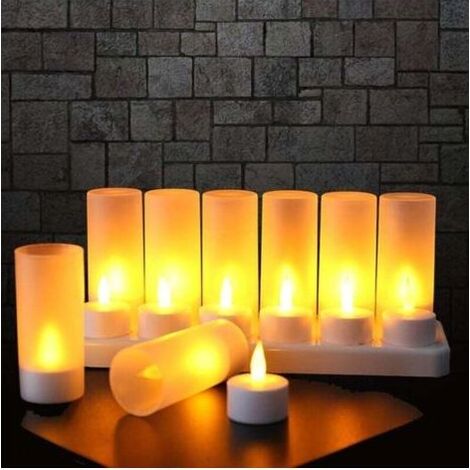 Lampadina della candela del LED, ricaricabile Candela, elettrico, lampeggiante LED Fiamma con stazione di ricarica Decorazione per Natale Compleanno Matrimonio la Cena Autografo Tabella Caffetteria, B (1/5)