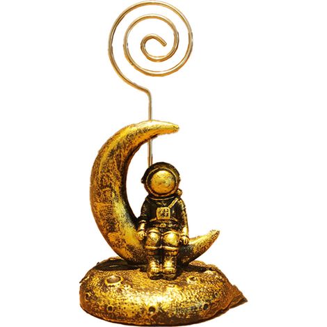 1 statue astronaute, design Apollo sur la Lune, décoration bureau étagère, porte-photo enfant, cadeau original pour anniversaire ou Noël (1/5)