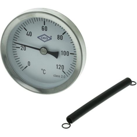 Thermomètre à contact bimétallique 0 à 120 °C boîtier 63 mm