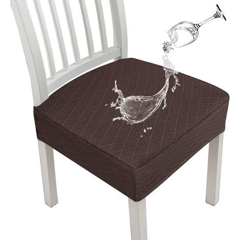 Coprisedie impermeabili con motivo a rombi per sedie da sala da pranzo, coprisedie elasticizzati per cucina e sala da pranzo, copricuscini per sedie (marrone, 2 pezzi) (1/5)