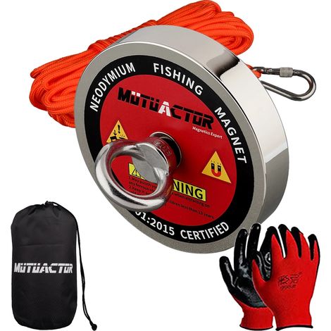 Aimant de pêche, haute force d'attraction, néodyme durable, 1000LBS Corde, Force de traction verticale (1/2)