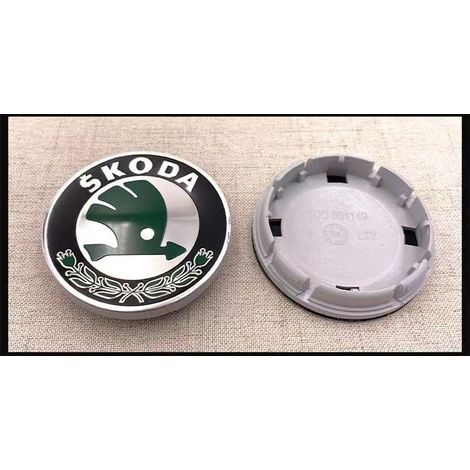 4 Stück Radkappen, Radzierblenden, Radkappen, Nabenkappen-Set, Auto-Radkappen, Felgenkappen mit Logo, Universal-Radkappe, Grün (56 mm) (1/2)