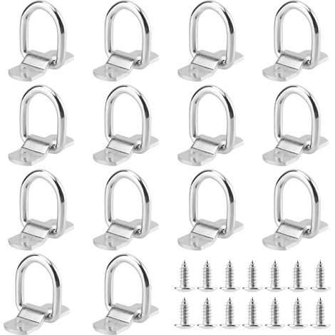 Anneaux d'arrimage en D galvanisés Lot de 14 avec vis - Acier Carbone 5.6x2cm pour remorques camions Bateaux cargaisons (1/5)