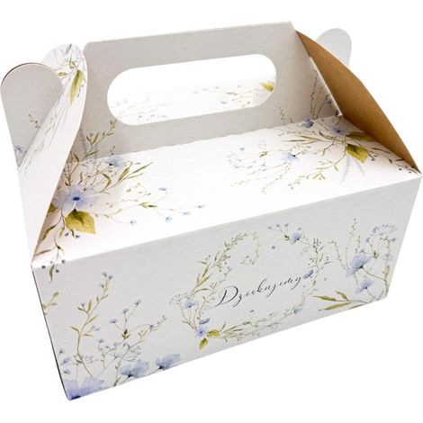 Enjoy Be Eco Box mit Griff, Kornblumenmuster, 189 x 147 x 89 mm, 25 Stück