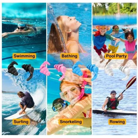 Bouchons D Oreille - Silicone Souple Etanche - Pour Natation Piscine Surf Plongée - 4 Paires (1/5)
