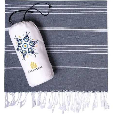 Türkisches Strandtuch, Badetuch aus 100 % reiner Baumwolle, schnelltrocknend und sandabweisend, extra großes Strandtuch (38 x 71 cm), leicht, flauschig weich, ideal für Reisen (1/5)