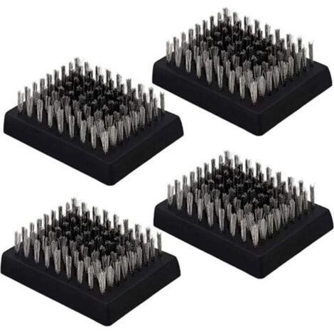 4Pcs Tête de Brosse à Barbecue, tête de Remplacement de Brosse à Gril, tête de Brosse de Nettoyage de Gril à Poils métalliques, tête de Brosse de Nettoyage de Barbecue