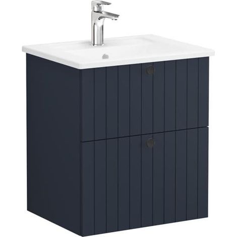Vitra Meuble de salle de bain avec lavabo Vitra Root 60x67x46 cm bleu mat (ROOTG60BINTS) (1/2)