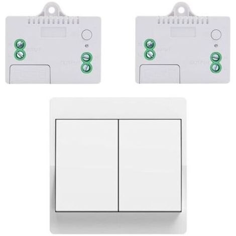 EU interrupteur sans fil sans piles kit interrupteur sans fil autoalimente va et vient sans fil sans pile radio interrupteur a distance eclairage domestique (EU 2Gang 1V2 A) (1/4)