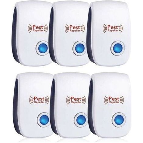 Repulsif Ultrasons, Ultrason Souris Lot de 6, Ultrason Souris et Rat Efficace Contre Souris,Rats,Mouches,Moustiques,Insectes Nuisibles,Araignées,Cafards, Sûr et Non Toxique (1/5)