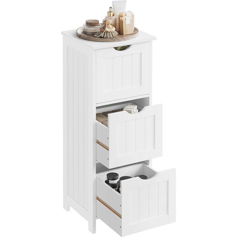 WOLTU Armadietto Autoportante da Bagno, Mobiletto con 3 Cassetti e, per Soggiorno, Cucina, Corridoio, Bianco (1/5)