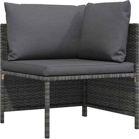 Modulares Ecksofa mit Kissen Grau Poly Rattan vidaXL