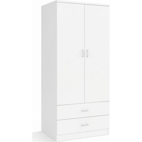 Armadio Guardaroba Capiente 2 Ante Mobile Camera Legno 80x52x190 cm cemento