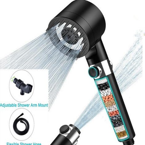 Pommeau de Douche Anti Calcaire avec 15 Étapes Filtre et avec Tuyau Pommeau Douche Économie Deau Haute Pression Filtre Douche 3 + 1 Types de Jets