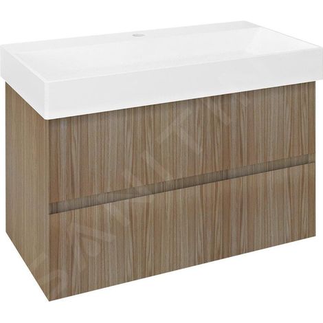Sapho Filena - Meuble pour lavabo, 82x52x43 cm, 2 tiroirs, chêne FID1285D (1/5)