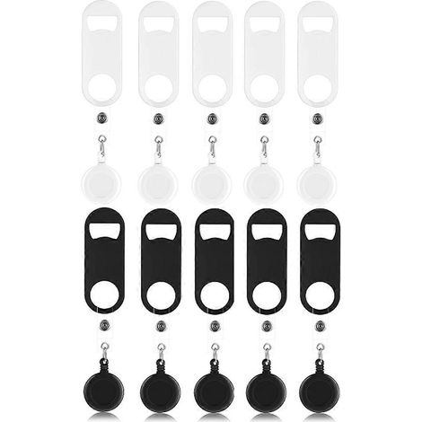Lot de 10 ouvre-bouteilles plats rétractables, mini-clés de bar, ouvre-bouteilles de bière pour barman avec clips à enrouleur rond (1/4)