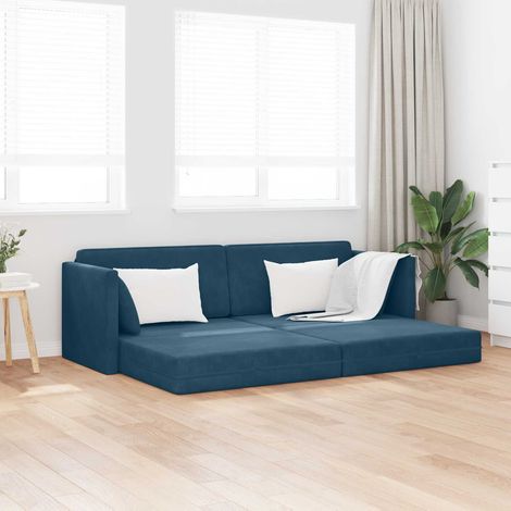 Boden-Sofa-Bett Blau 213 x 70 x 77 cm Samt