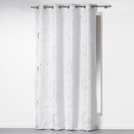 Rideau à oeillets - 140 x 260 cm - Polyester - Bully - Blanc - Livraison gratuite (1/4)