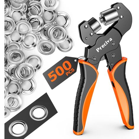 Pince à Oeillets, Pince Perforatrice à œillets, Pince perforeuse avec 500 œillets, Kit de Poinçonnage D'œillets de Machine pour Affiches, Bannières, Cartons (1/5)