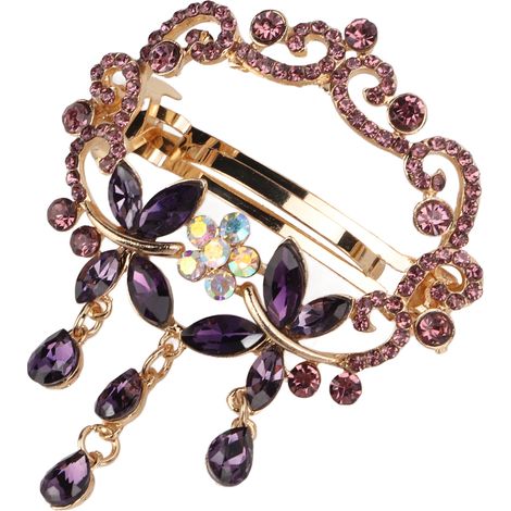 Barrettes à cheveux en résine avec strass, alliage robuste, violet fantaisie, couleurs vives, durables et élégantes (1/5)