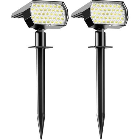 Lumières solaires imperméables à l'extérieur, projecteurs de paysage 3 modes, crépuscule à l'aube Lumières murales d'inondation solaires pour l'extérieur, Lumières de jardin (2PACK) (1/5)