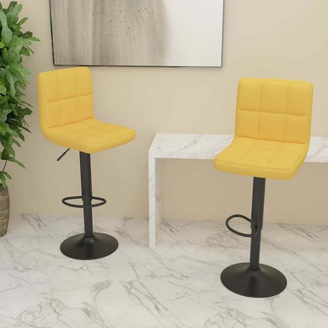 vidaXL Tabourets de bar lot de 2 jaune moutarde tissu (1/5)