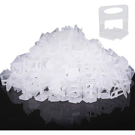 Lot de 400 Languettes de Nivellement pour Aide à la Pose de Carreaux Bandes de Traction 1.5 mm Largeur du Joint, Carreaux Hauteur 3-12mm Système de Nivellement des Carreaux (1/5)