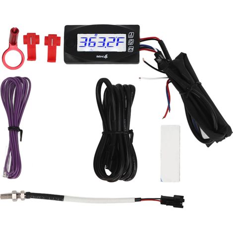 Termometro per moto Digitale Moto Testata Temperatura Tensione Tempo RPM 4 in 1 Metro DC12V con candela 14mm