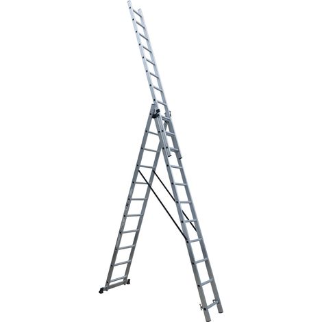 UP Échelle en aluminium transformable coulissante 3 plans 11 marches (1/5)