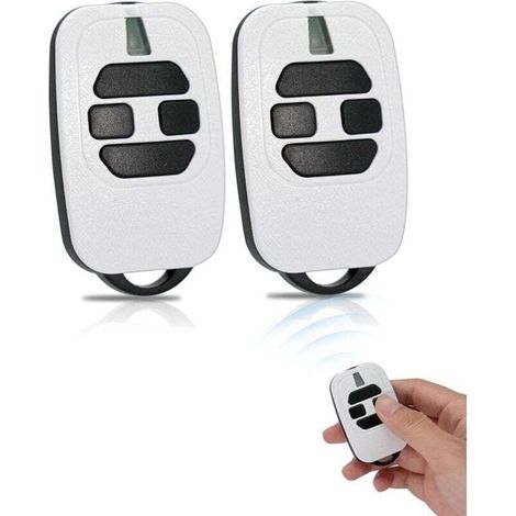 Mandos a distancia para puertas de 433,92 MHz, paquete de 2 unidades - 4 canales, compatibles con GTI4/GTI2/Mio TR2/4 - Botón de pitido/advertencia - Apertura de puertas/garajes - Para hogares y negoc