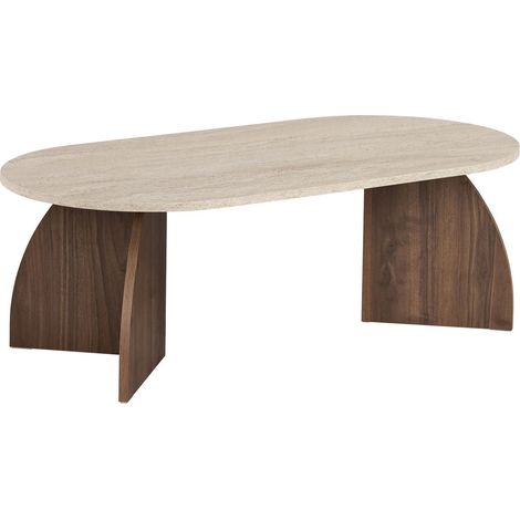 Table basse en bois "Melina" - 120 x 60 x 40 cm - Travertin / Noyer Venezia (1/4)