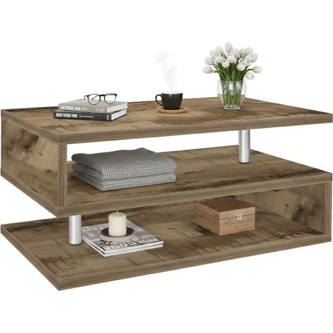 Dmora - Tavolino da salotto Goffredo, Tavolino soggiorno, Mobile portaoggetti basso, Tavolino da caffè, 90x55h41 cm, Acero, con imballo rinforzato