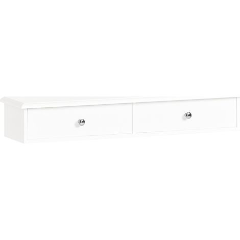SoBuy Wall Mounted Shelf with 2 Drawers, Storage Unit, White Finish, FRG43-W