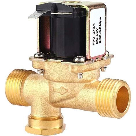 Électrovanne en laiton 1/2 NF, vanne d'entrée d'eau normalement fermée (DC12V) (1/4)