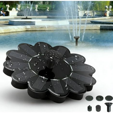 Solarbetriebener Springbrunnen, Wasserpumpe, schwimmendes Vogelbad für Gartenteiche, Fischbecken und Gartenbewässerung, blumenförmiger Solarbrunnen, Ø 16 cm (1/5)