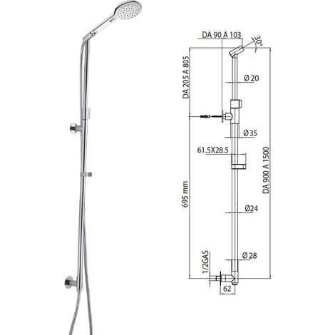 Minimal gruppo doccia saliscendi Agua H.90 - 150 cm DB2002D00030009