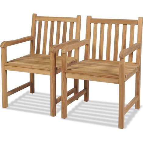 Lot de 2 fauteuils de jardin en teck massif naturel KETIA (1/5)
