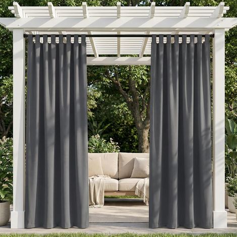 Lot de 2 Rideaux d'extérieur Occultants Imperméables à Pattes, Protection de l'Intimité, Usage Intérieur et Extérieur, L132 x H245 cm, Gris Foncé, pour Pergola Terrasse Balcon Jardin Tonnelle (1/5)