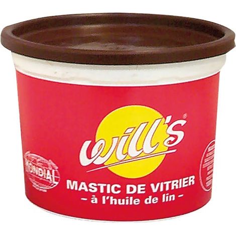WILL'S - Mastic vitrier mondial brun/acajou pot 500g (1/2)