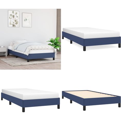 Cadre de lit sans matelas bleu 90x190 cm tissu - Cadre De Lit - Lit Simple - Lit Bleu - Literie - Meuble Chambre - Home & Living (1/5)