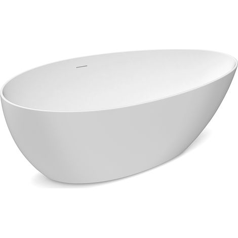 Baignoire autoportante Drop DM630-1600T - 160x82x58 cm - Blanc brillant - Design minimaliste - Acrylique de haute qualité - avec mécanisme à clic chromé (1/5)