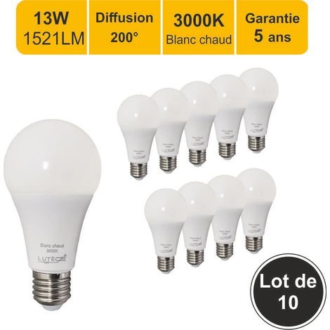[JAMAIS UTILISÉ] Lot de 10 ampoules LED E27 13W 1521Lm 3000K - garantie 5 ans