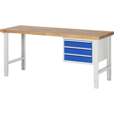 Rau Werkbank höhenverstellbar 7127A1, B2000xT700xH790-1140mm, 3x Schublade-TA (1/5)