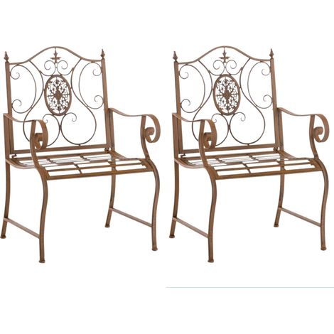 Set di 2 sedie da giardino Punjab con braccioli antico marrone (1/5)